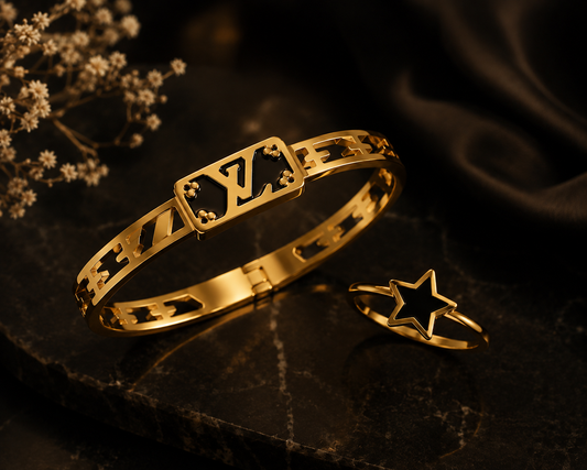 Luxe Gold Ring & Bracelet Set