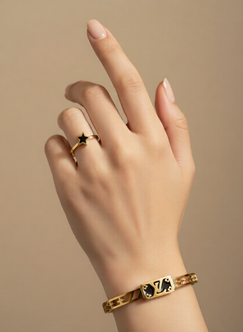 Luxe Gold Ring & Bracelet Set