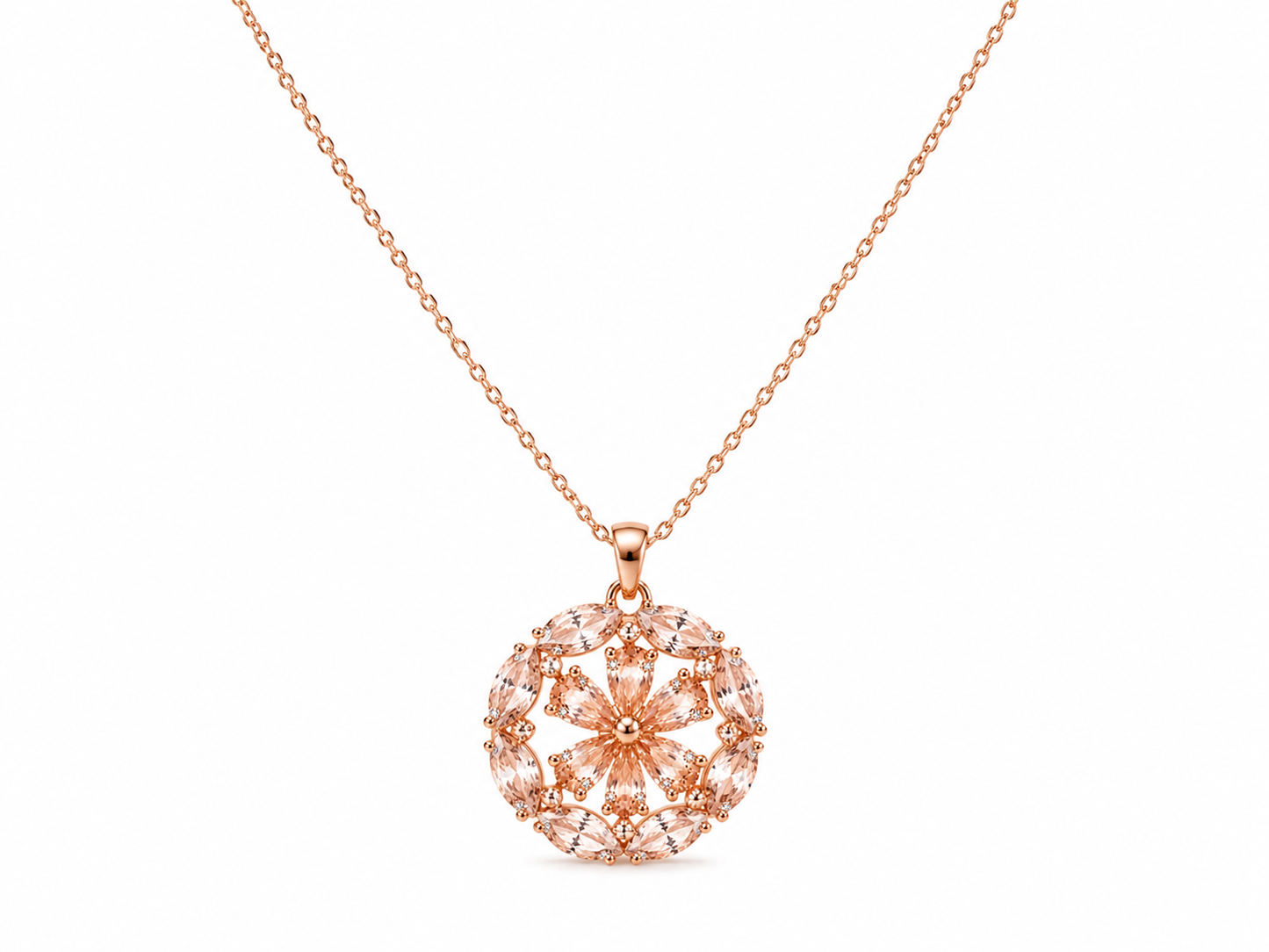 Rose Bloom Pendant Necklace Set