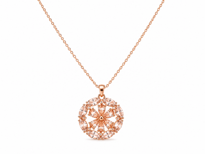 Rose Bloom Pendant Necklace Set